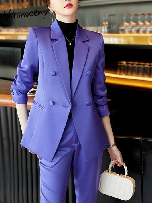 Two Piece Set Double Breasted Blazer | Pencil Pant Suits