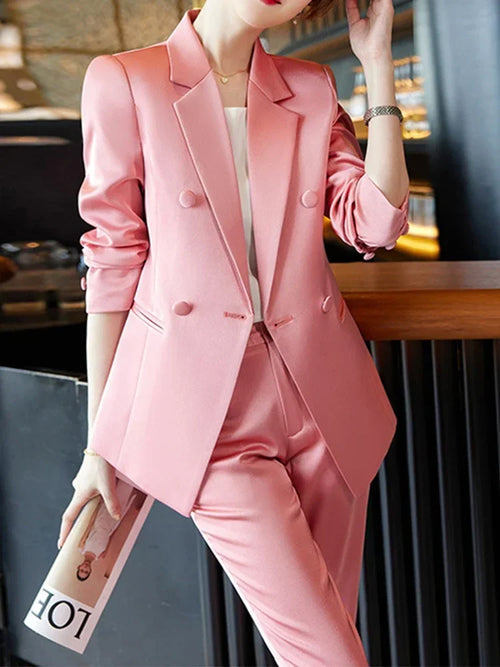 Two Piece Set Double Breasted Blazer | Pencil Pant Suits