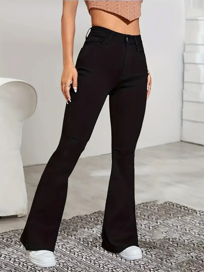 Flare Stretch Moustache Jeans Fashion Skinny Bell Bottom High Waist Gray Denim Pants Lady Classic Y2K Punk Long Trousers