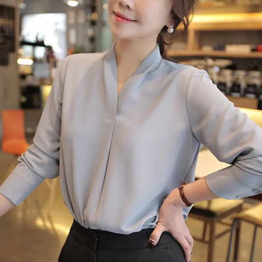 Professional Long Sleeve White Blouse