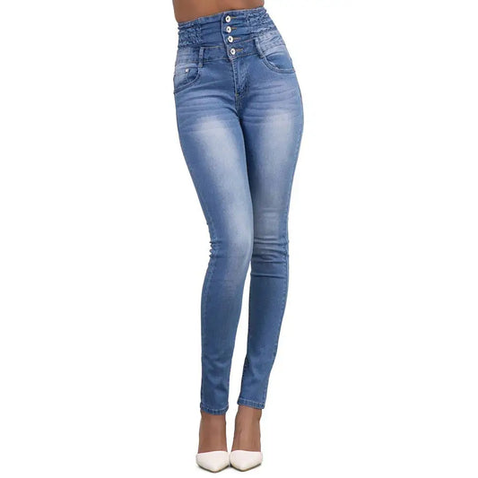 High Waist Slim Pencil Jeans Vintage Denim Pants