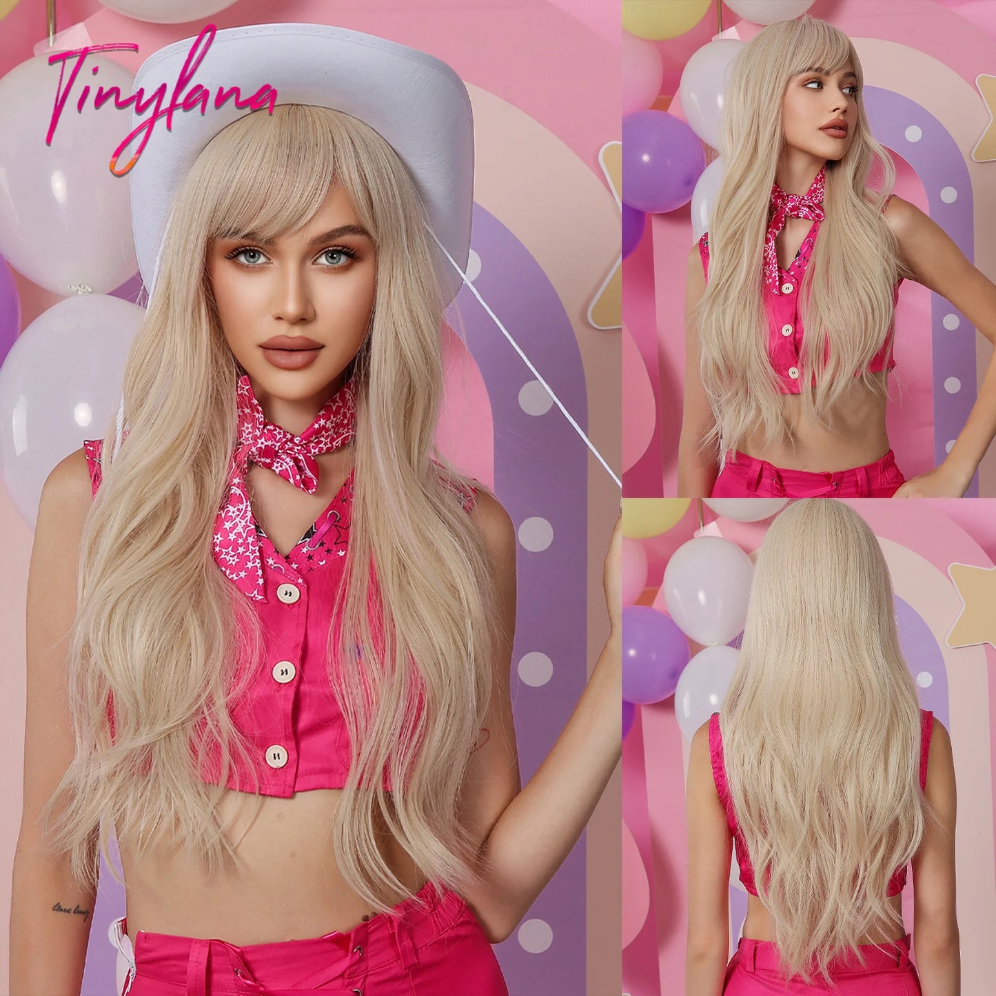 Super Long Black Wavy Synthetic Wigs with Bangs