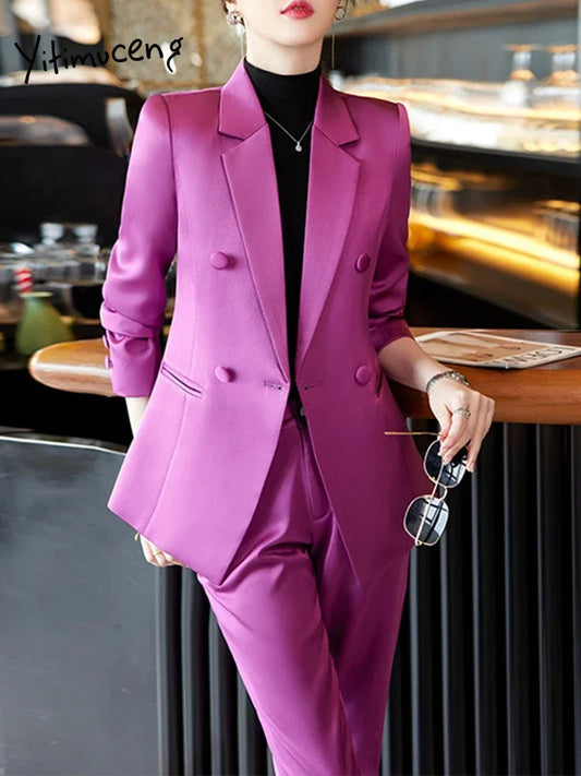 Two Piece Set Double Breasted Blazer | Pencil Pant Suits