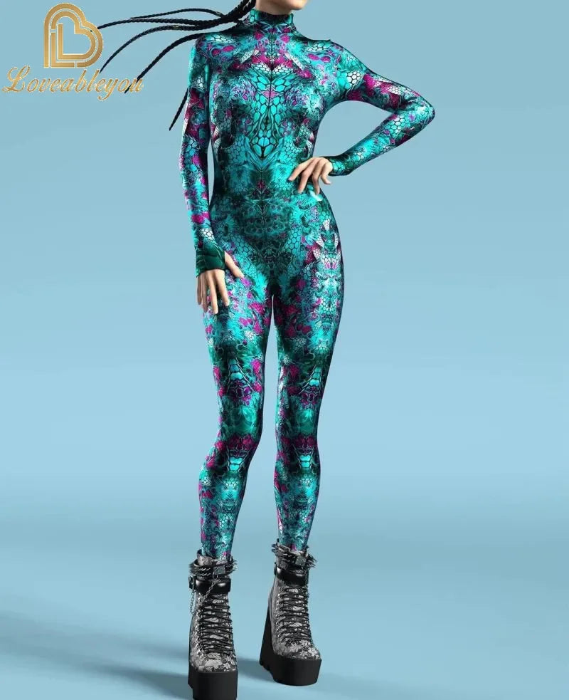Fish Scale Multicolour 3D Printing Bodysuit