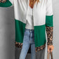 Colorblock Leopard Print Patchwork Knit Cardigan