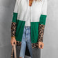 Colorblock Leopard Print Patchwork Knit Cardigan