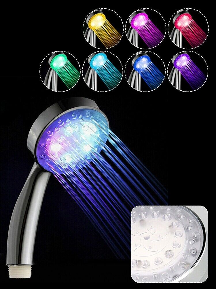 Handheld 7 Color Changing LED Light Water Bath Home Bathroom Shower