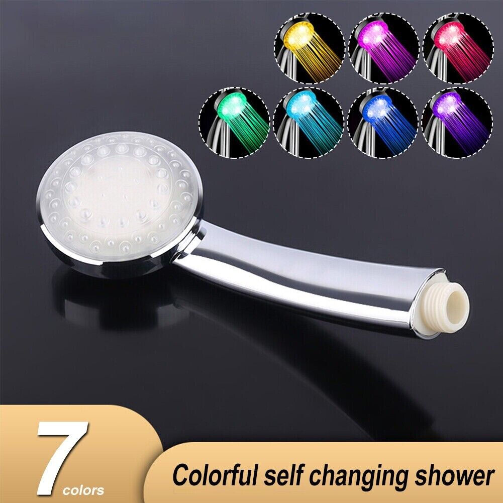 Handheld 7 Color Changing LED Light Water Bath Home Bathroom Shower