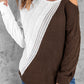 Brown Turtleneck Cold Shoulder Sweater