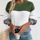 Color Block Round Neck Long Sleeve Sweater