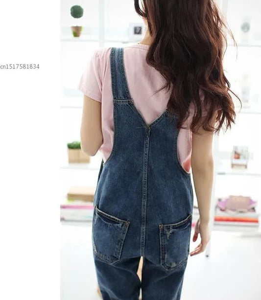 Washed Jeans Denim Casual Hole Jumpsuit Romper Overall