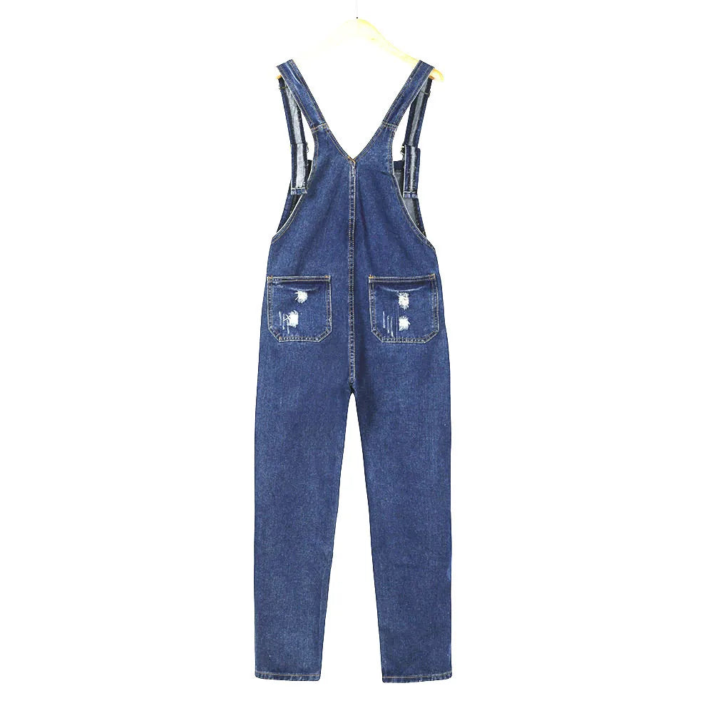 Washed Jeans Denim Casual Hole Jumpsuit Romper Overall