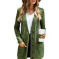 Green Front Pocket and Buttons Closure Cardigan