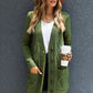 Green Front Pocket and Buttons Closure Cardigan