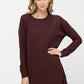 Long Sleeve Waffle Knit Sweater Round Neck Solid Color Pullover Dress