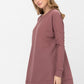 Long Sleeve Waffle Knit Sweater Round Neck Solid Color Pullover Dress