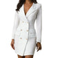 Elegant Long Sleeved Blazer Dress White Double Breasted Bodycon Pencil Office Dress For Women Lapel Work Party Formal Dress 5XL