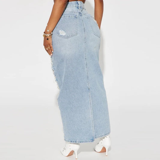 Tassel Hole Maxi Jeans