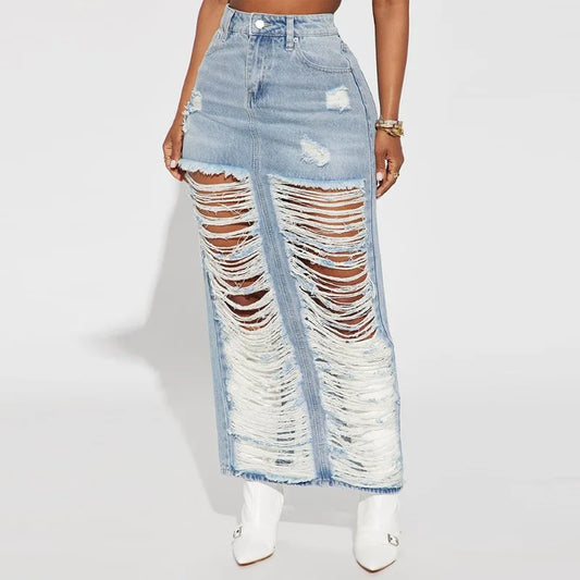 Tassel Hole Maxi Jeans