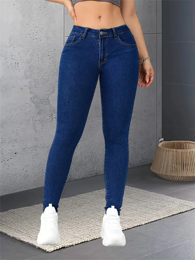 Stretch Skinny Jeans Lady Slim Fit Pencil Jeans Girls Leggings Straight Leg Denim Pants Blue Gray Black Sexy Long Trousers