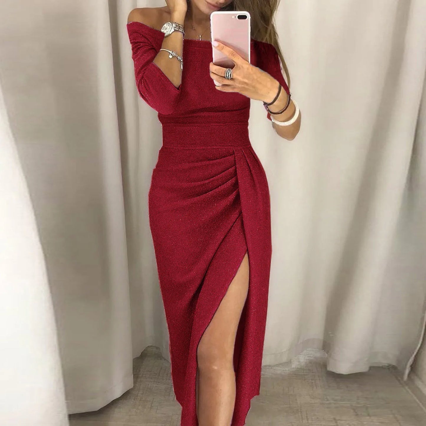 Elegant Long Dress Sexy Club Dress Evening Party Women Dresses Off Shoulder High Waist Vestido