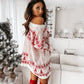 Christmas Sweater Knitted Round Neck Long Sleeve Oversized Thick Sweater Dress Sexy Printed Casual Loose Mini Dress