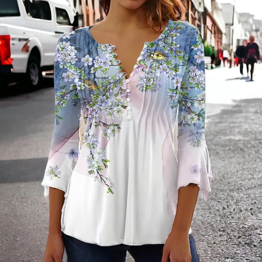 V-Neck Elegant Office Lady Blouses