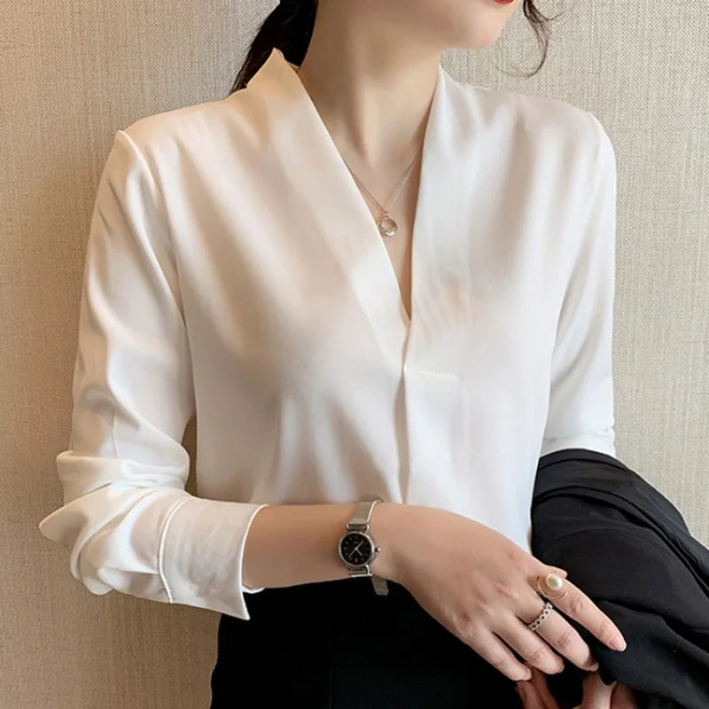 Professional Long Sleeve White Blouse