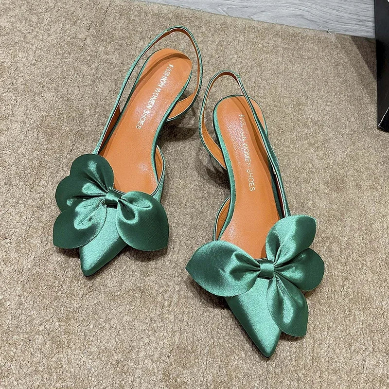 Pointed Toe Shallow High Heels Women Bow