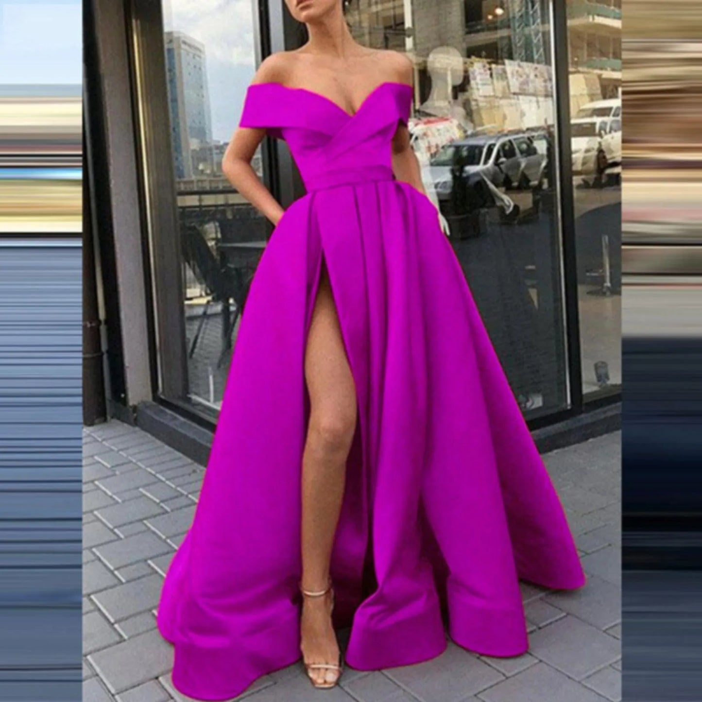 Women's Cocktail Formal Dress Solid Color Long Sleeve Dresses Elegant Halterneck Backless Dresses Women Long Christmas Dress