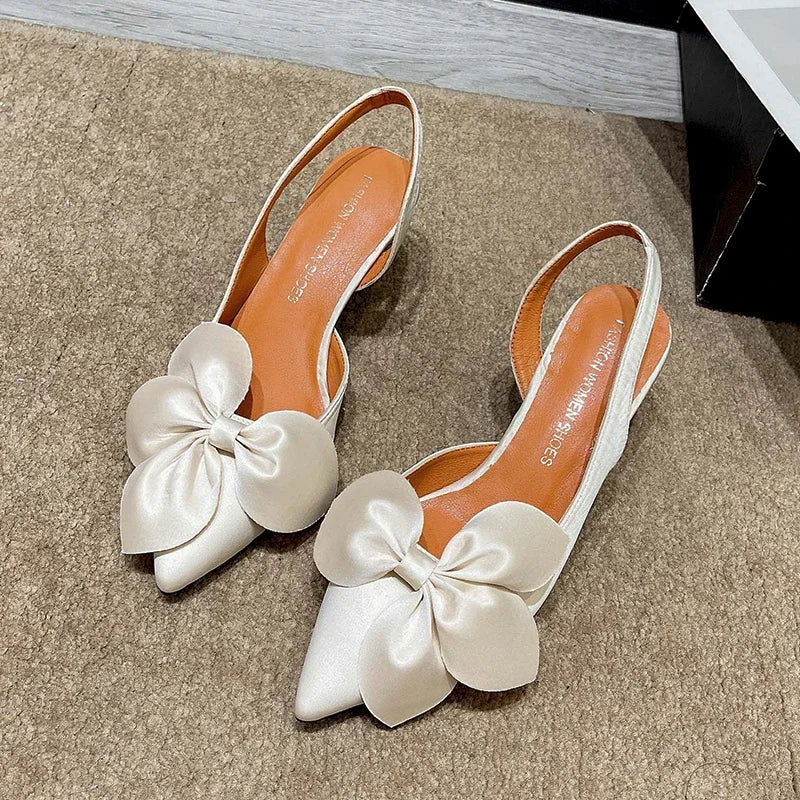 Pointed Toe Shallow High Heels Women Bow