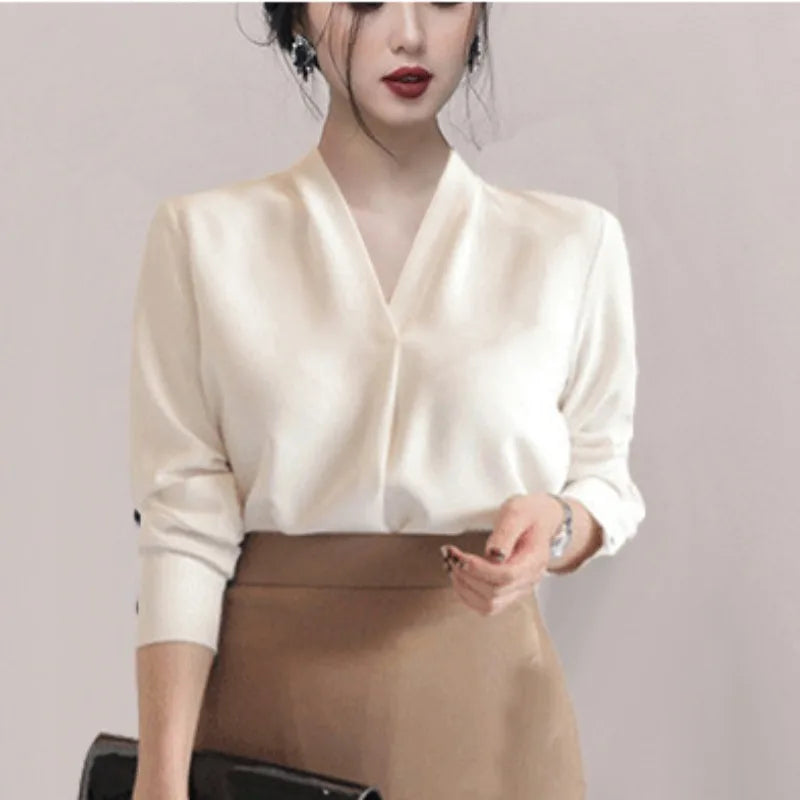 Professional Long Sleeve White Blouse