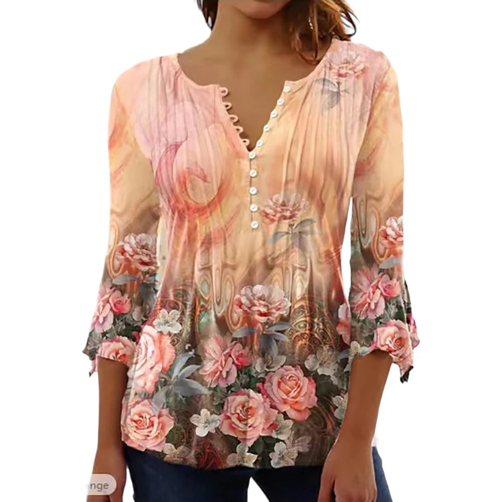 V-Neck Elegant Office Lady Blouses