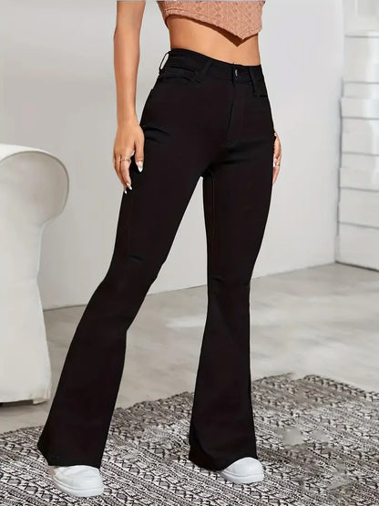 Flare Stretch Moustache Jeans Fashion Skinny Bell Bottom High Waist Gray Denim Pants Lady Classic Y2K Punk Long Trousers