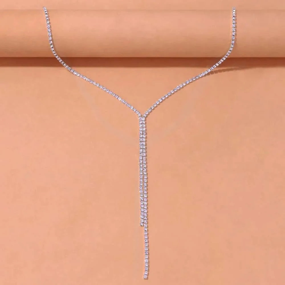 Stonefans Stylish Accent Lariat Necklace for Women Accessories Choker Necklace With Long Rhinestones Sexy Vintage Collar Crystal