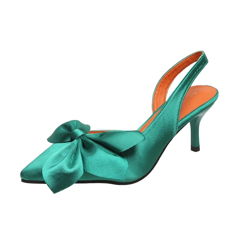 Pointed Toe Shallow High Heels Women Bow