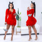 Casual Women Mini Dress Feather Deep V-neck Solid Color Party Night Clubwear Streetwear Dresses For Women Vestidos