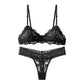 Sexy V Neck Female Comfortable Underwear Floral Lace Lingerie Backless Lanyard Hollow Out Underwear Suit Lenceria Para Damas