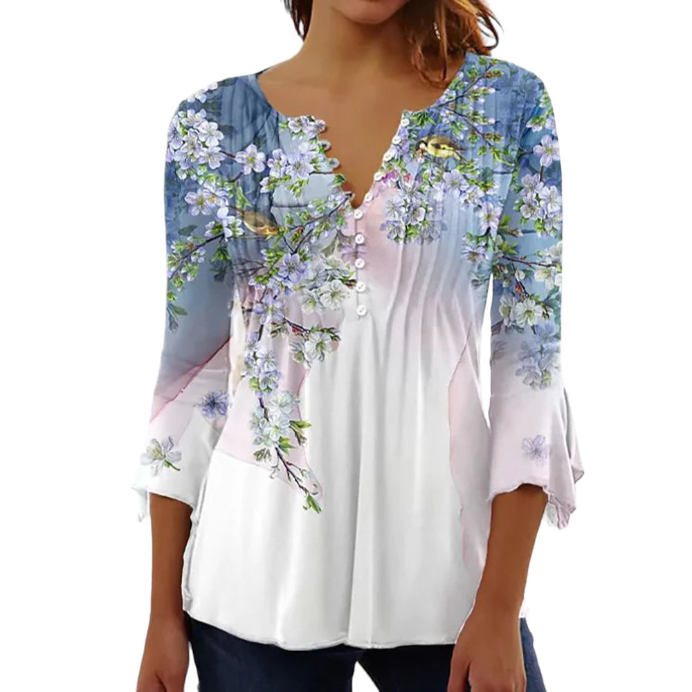 V-Neck Elegant Office Lady Blouses