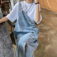 Denim Overall Dress Women Sleeveless Jeans Dresses Fashion Female Solid Slip Casual Loose Spaghetti Strap Dresses