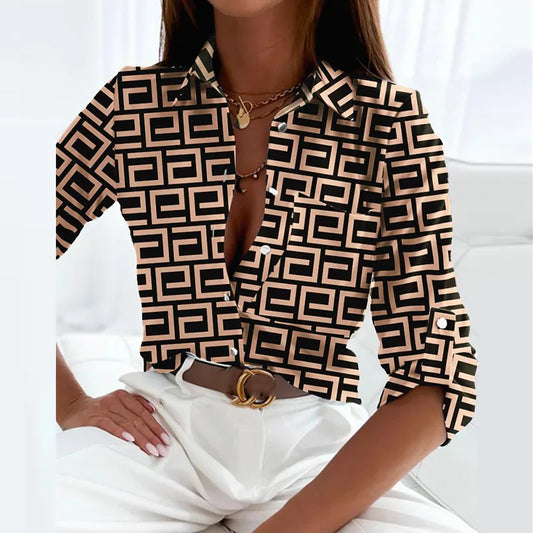 Elegant Turn Down Collar Blouse