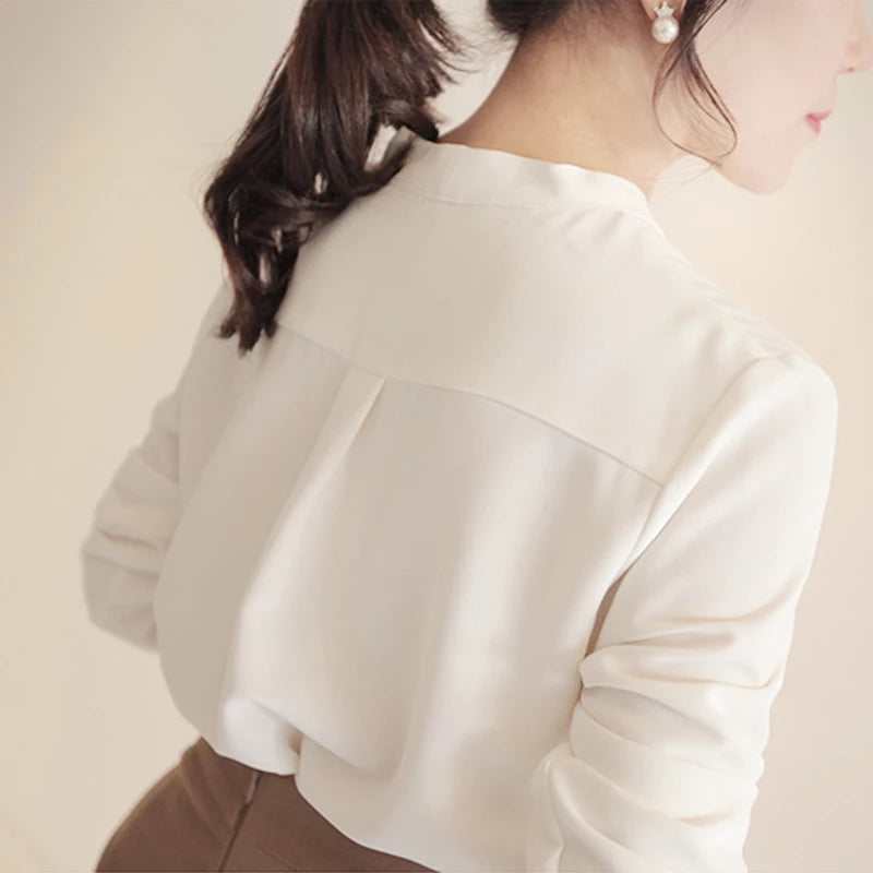 Professional Long Sleeve White Blouse