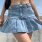 Denim Mini Pleated Skirt