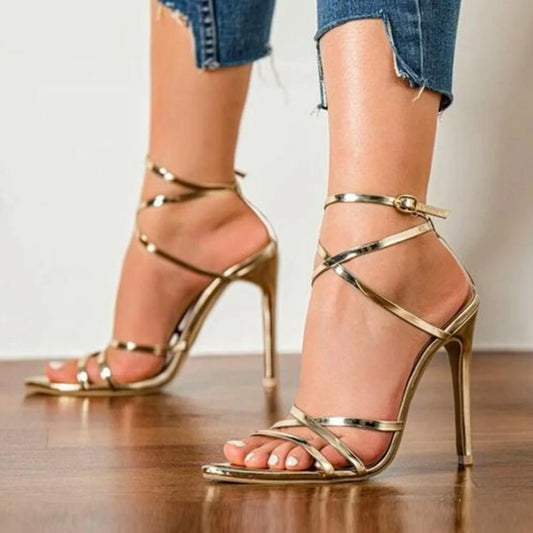 Women High Heels Fashion High Heels Breathable Lace Up Shoes Casual Sandals Stiletto Heels босоножки