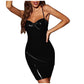 Patent Leather Bodycon Dress Sleeveless Strap Latex Short Dress Nightwear Club Carnival Night Dress Underwear Robe