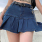 Denim Mini Pleated Skirt