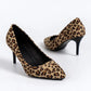 Low Heels Ladies Fashion Leopard Print Printed Suede Pointed Thin High Heels Single Shoes Chunky туфли женские