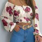 Off Shoulder Printing Blouse