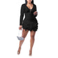 Casual Women Mini Dress Feather Deep V-neck Solid Color Party Night Clubwear Streetwear Dresses For Women Vestidos