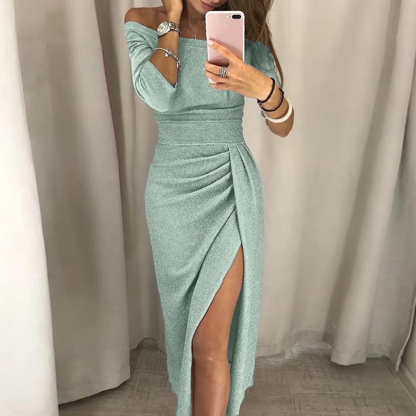 Elegant Long Dress Sexy Club Dress Evening Party Women Dresses Off Shoulder High Waist Vestido